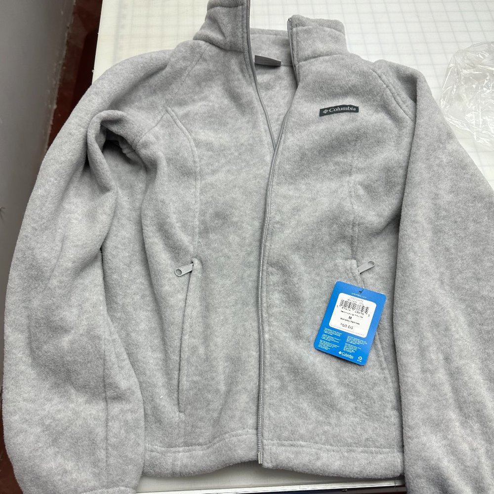 Grey fleece Columbia zip up jacket. NWT